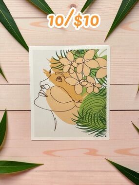 Tropical Floral Woman Sticker – Botanical Line Art Vinyl Decal | Modern Boho